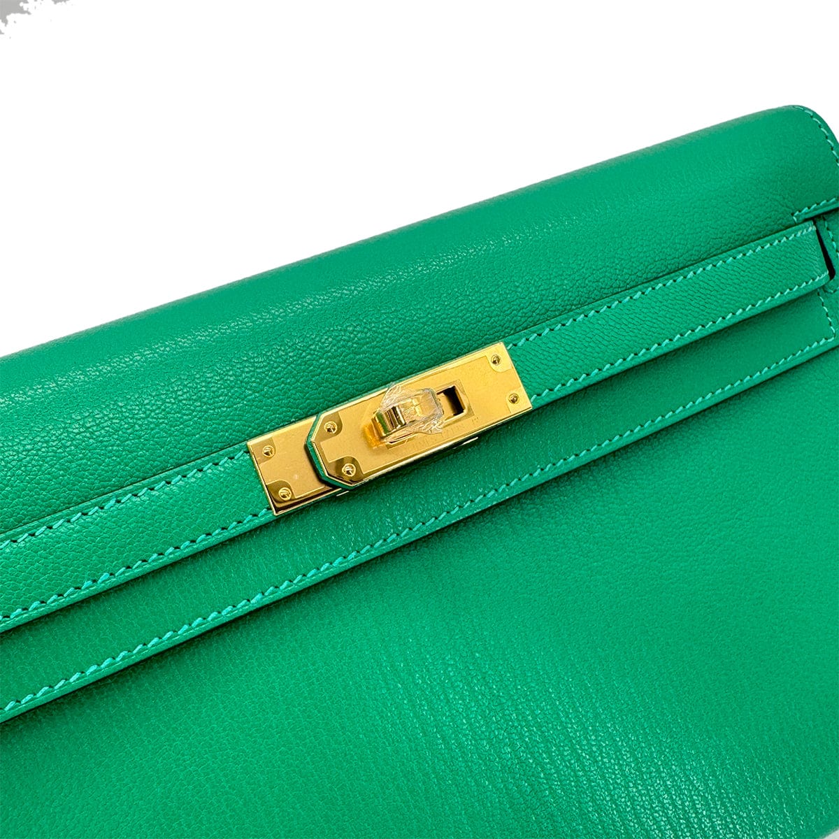Luxury Promise Japan HERMES KELLY ELAN MINT CHEVRE CHAMKILA CLUTCH SHOULDER BAG W GHW 90293011