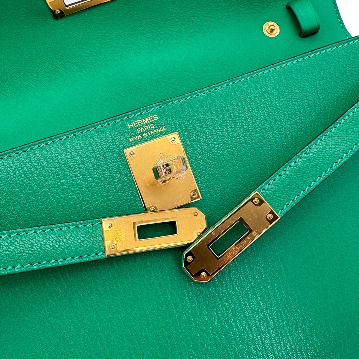 Luxury Promise Japan HERMES KELLY ELAN MINT CHEVRE CHAMKILA CLUTCH SHOULDER BAG W GHW 90293011
