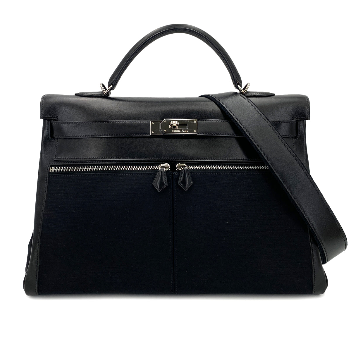Luxury Promise Japan HERMES KELLY LAKIS 40 BLACK BOXCALF TOILE OFFICIER HAND SHOULDER BAG □H 90230404