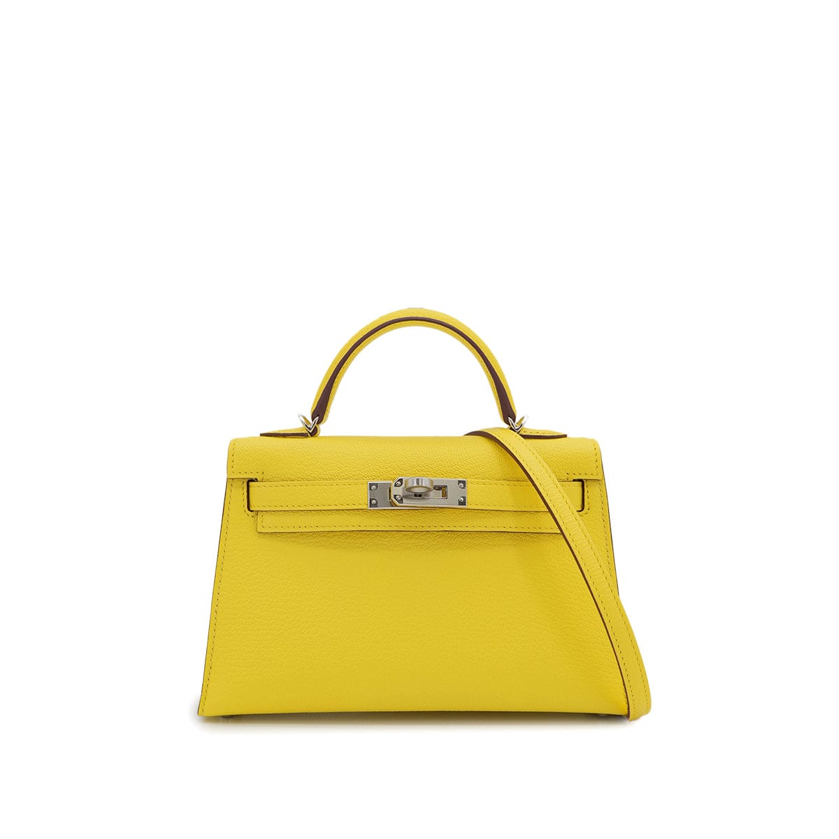 Luxury Promise Japan HERMES KELLY MINI 2 LIME GRIS PALE CHEVRE SWIFT HAND SHOULDER BAG 2025 K STAMP PALLADIUM HARDWARE 90325343