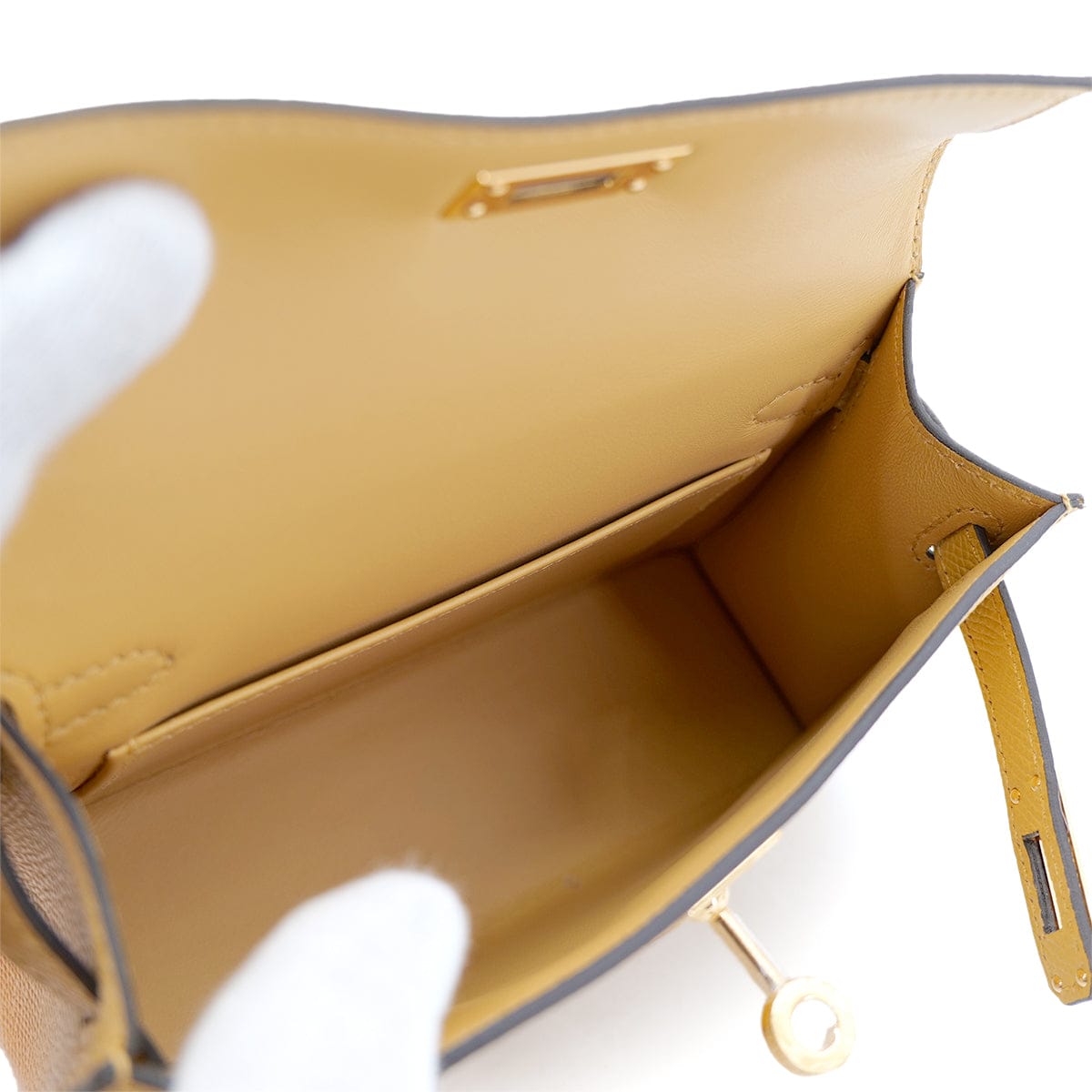 Luxury Promise Japan HERMES KELLY MINI 2 PAILLE VEAU EPSOM HAND SHOULDER BAG K GHW 90301625