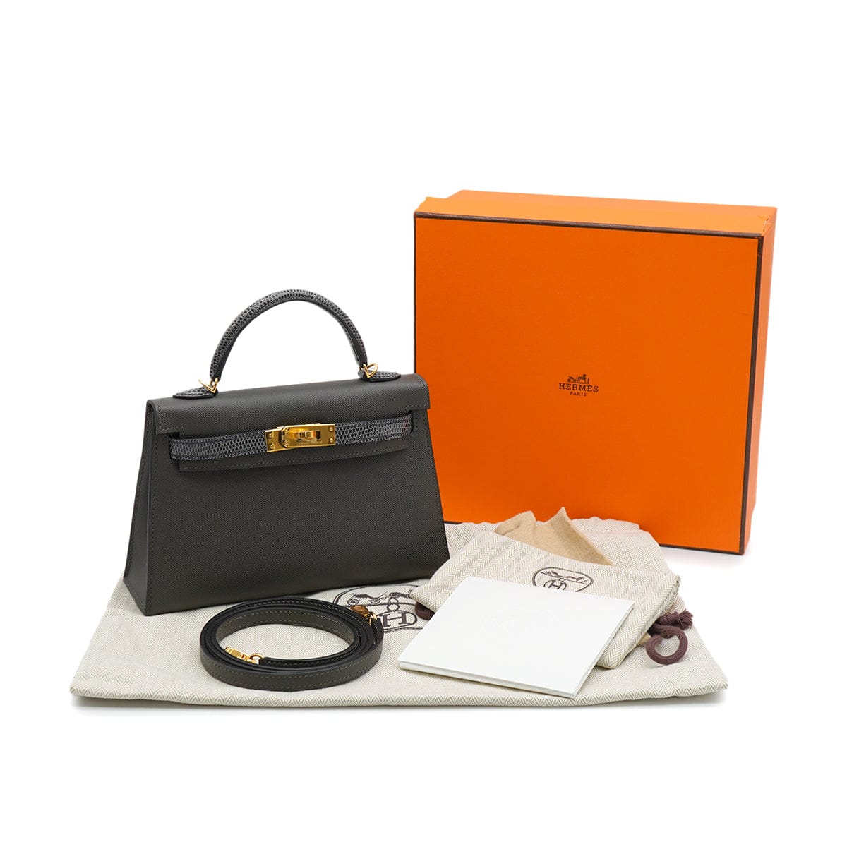 Luxury Promise Japan HERMES KELLY MINI 2 TOUCH SELLIER GRAPHITE ARDOISE VEAU MADAME LIZARD HAND SHOULDER BAG 2023 B STAMP GOLD HARDWARE 90345158