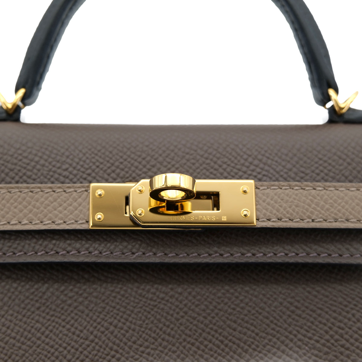 Luxury Promise Japan HERMES KELLY MINI 2 TRICOLORE ECORCE ETOUPE BLACK VEAU EPSOM HAND SHOULDER BAG B GHW 90303317