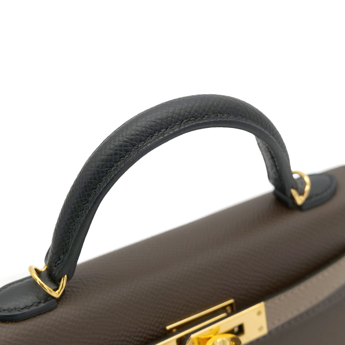 Luxury Promise Japan HERMES KELLY MINI 2 TRICOLORE ECORCE ETOUPE BLACK VEAU EPSOM HAND SHOULDER BAG B GHW 90303317