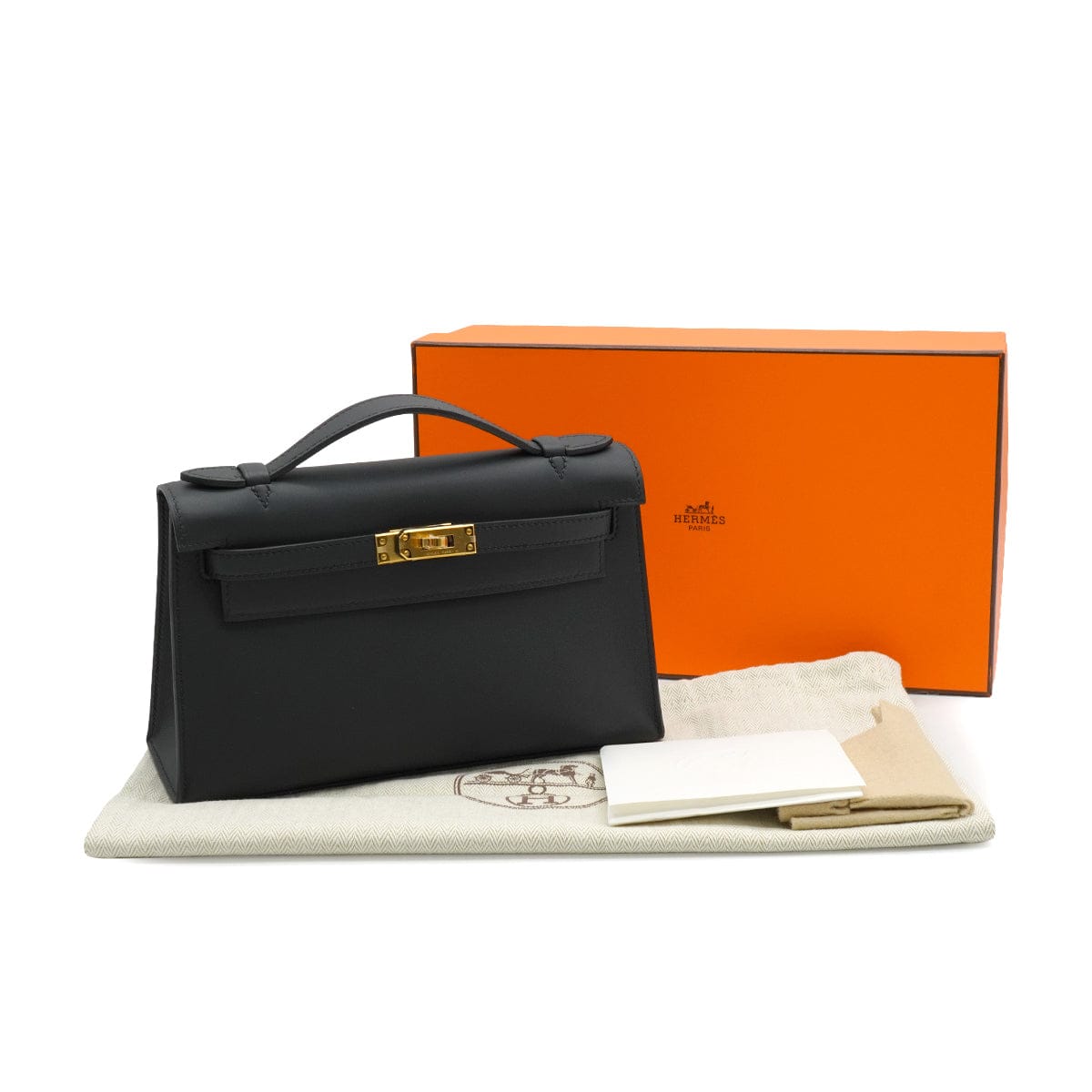 Luxury Promise Japan HERMES KELLY POCHETTE SELLIER BLACK VEAU SWIFT HAND BAG 2024 W STAMP GOLD HARDWARE 90331852