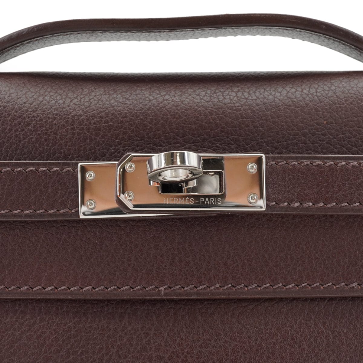Luxury Promise Japan HERMES KELLY POCHETTE SELLIER HAVANE EVERGRAIN HAND BAG 2006 SQUARE J PALLADIUM HARDWARE 90339639
