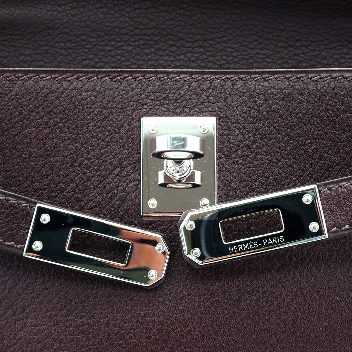 Luxury Promise Japan HERMES KELLY POCHETTE SELLIER HAVANE EVERGRAIN HAND BAG 2006 SQUARE J PALLADIUM HARDWARE 90339639