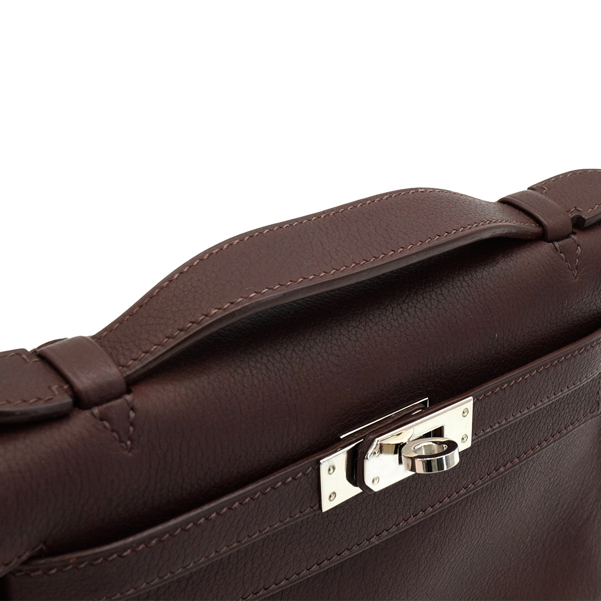 Luxury Promise Japan HERMES KELLY POCHETTE SELLIER HAVANE EVERGRAIN HAND BAG 2006 SQUARE J PALLADIUM HARDWARE 90339639