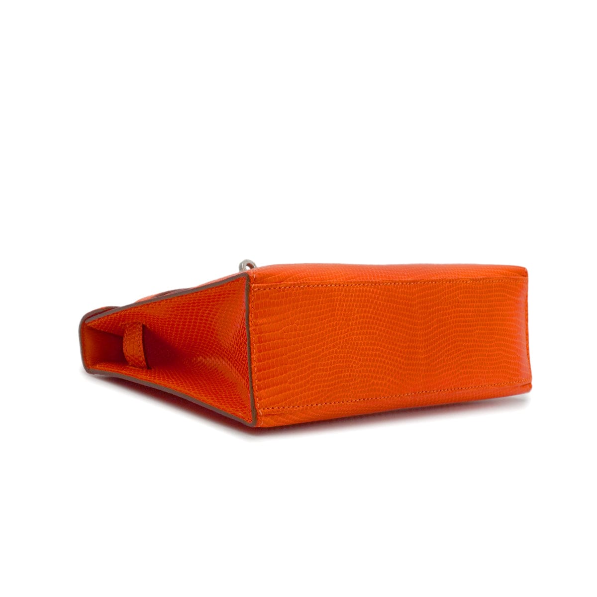 Luxury Promise Japan HERMES KELLY POCHETTE SELLIER TANGERINE LIZARD HAND BAG 2005 SQUARE I RUTHENIUM HARDWARE 90344360