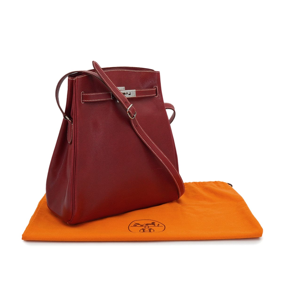Luxury Promise Japan HERMES KELLY SPORTS MM ROUGE H LISSE SHOULDER BAG 2001 SQUARE E PALLADIUM HARDWARE 90339635
