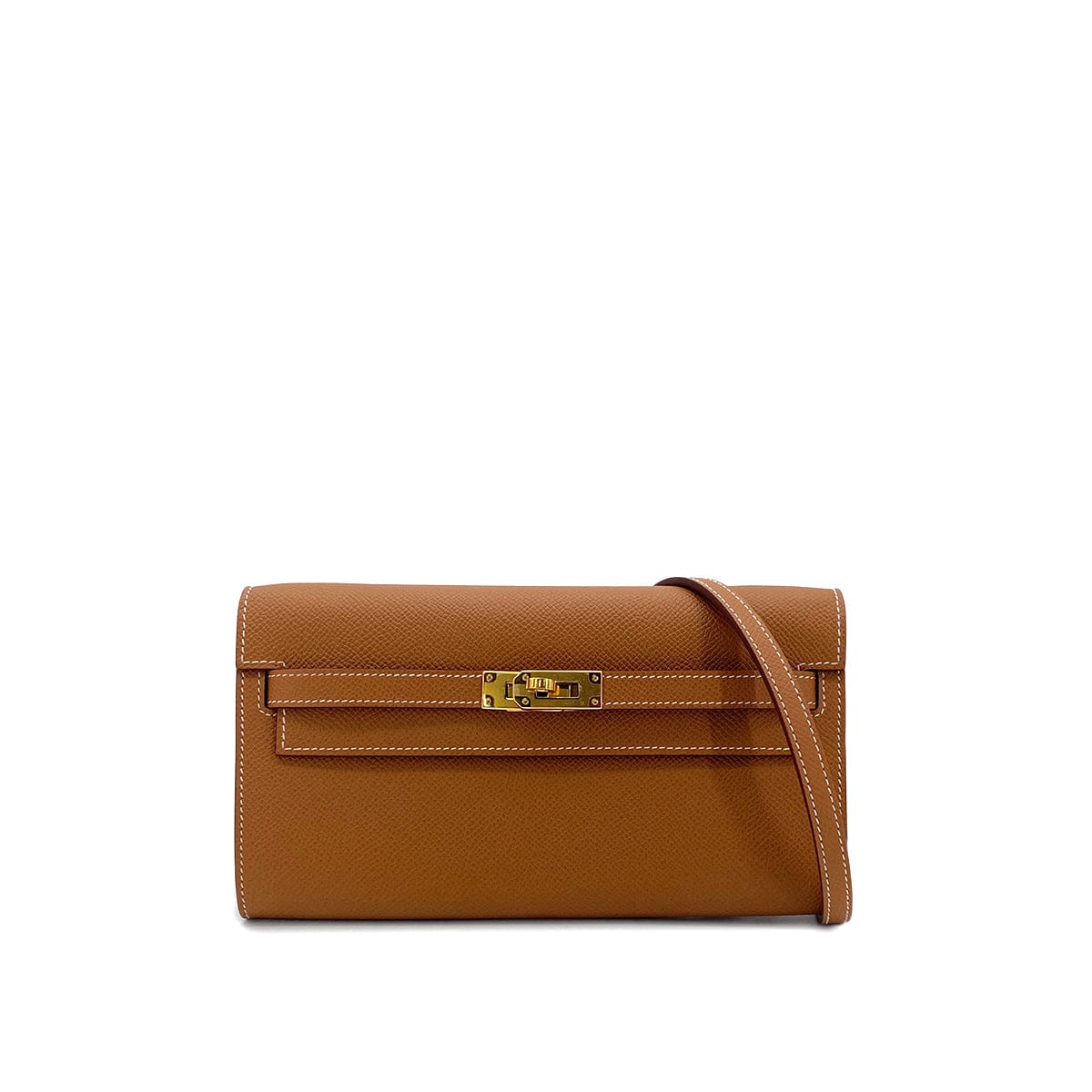 Luxury Promise Japan HERMES KELLY TO GO GOLD VEAU EPSOM WALLET SHOULDER BAG W GHW 90301627