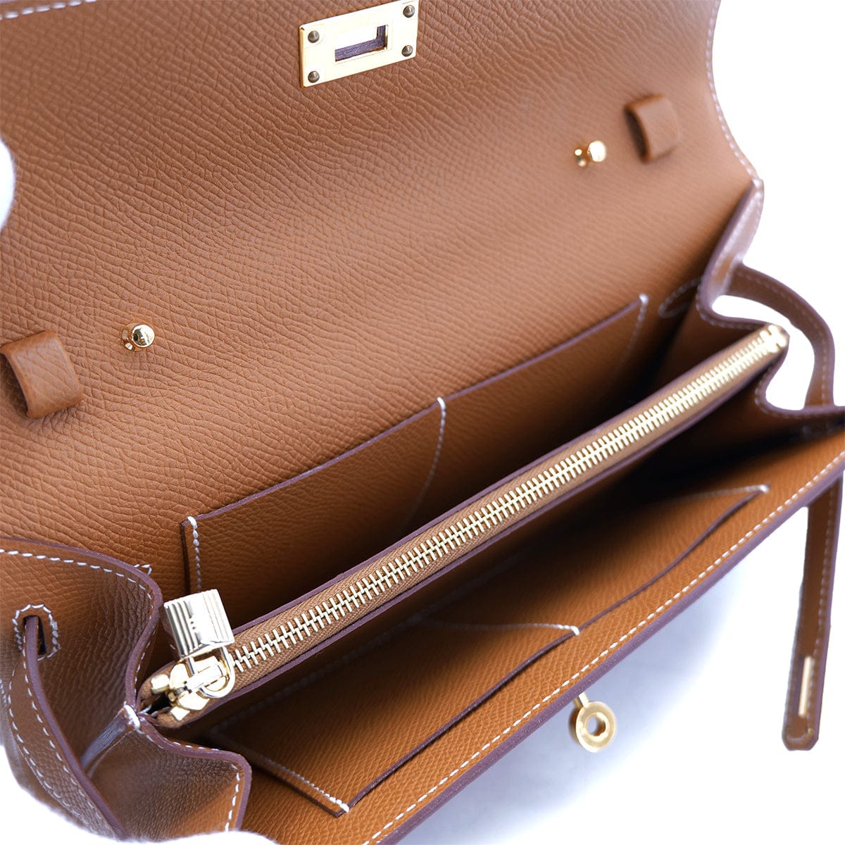 Luxury Promise Japan HERMES KELLY TO GO GOLD VEAU EPSOM WALLET SHOULDER BAG W GHW 90301627