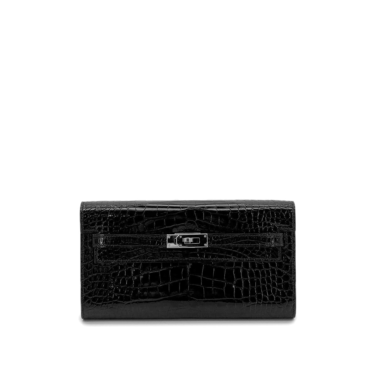 Luxury Promise Japan HERMES KELLY WALLET TO GO BLACK ALLIGATOR WALLET SHOULDER BAG U SHW 90283910