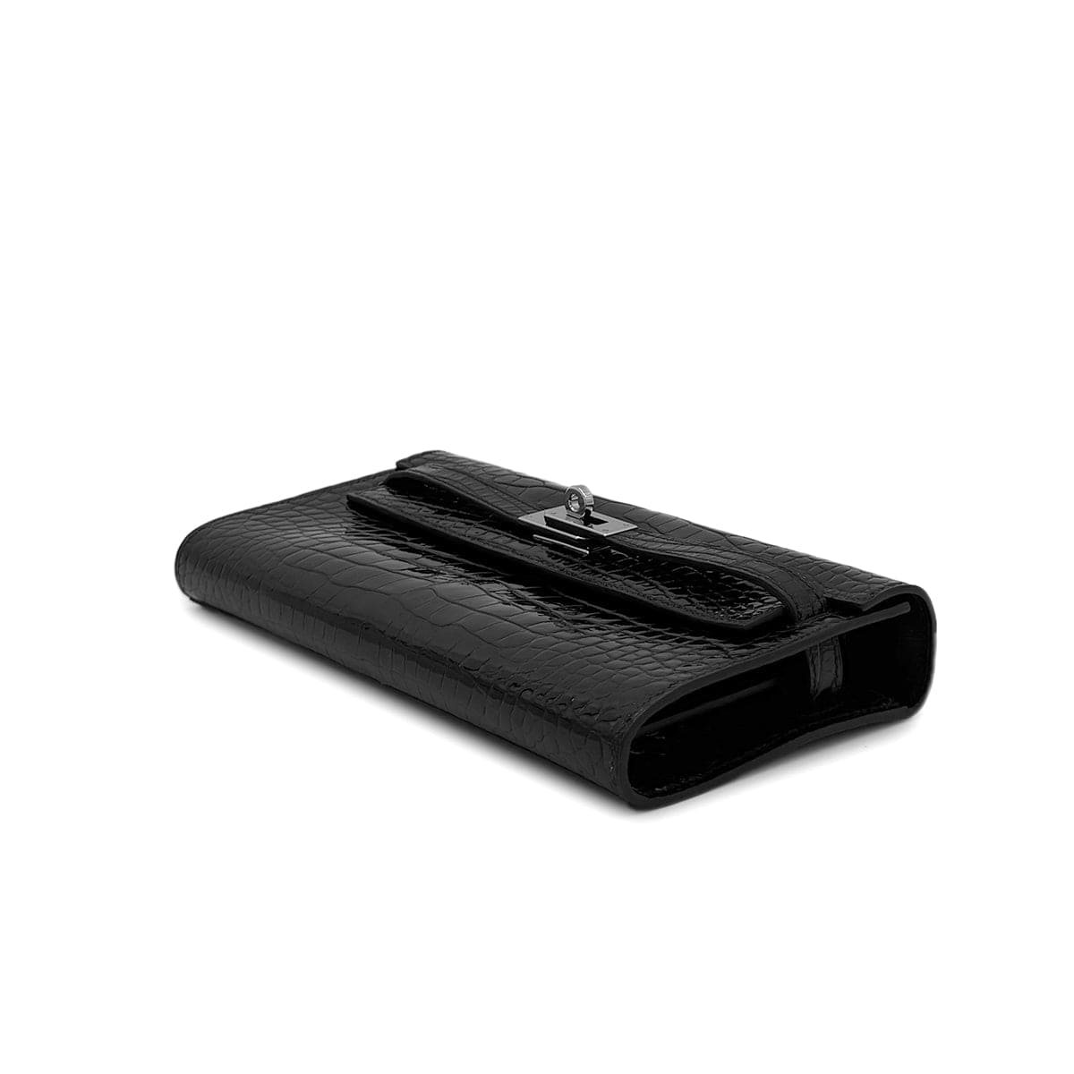 Luxury Promise Japan HERMES KELLY WALLET TO GO BLACK ALLIGATOR WALLET SHOULDER BAG U SHW 90283910