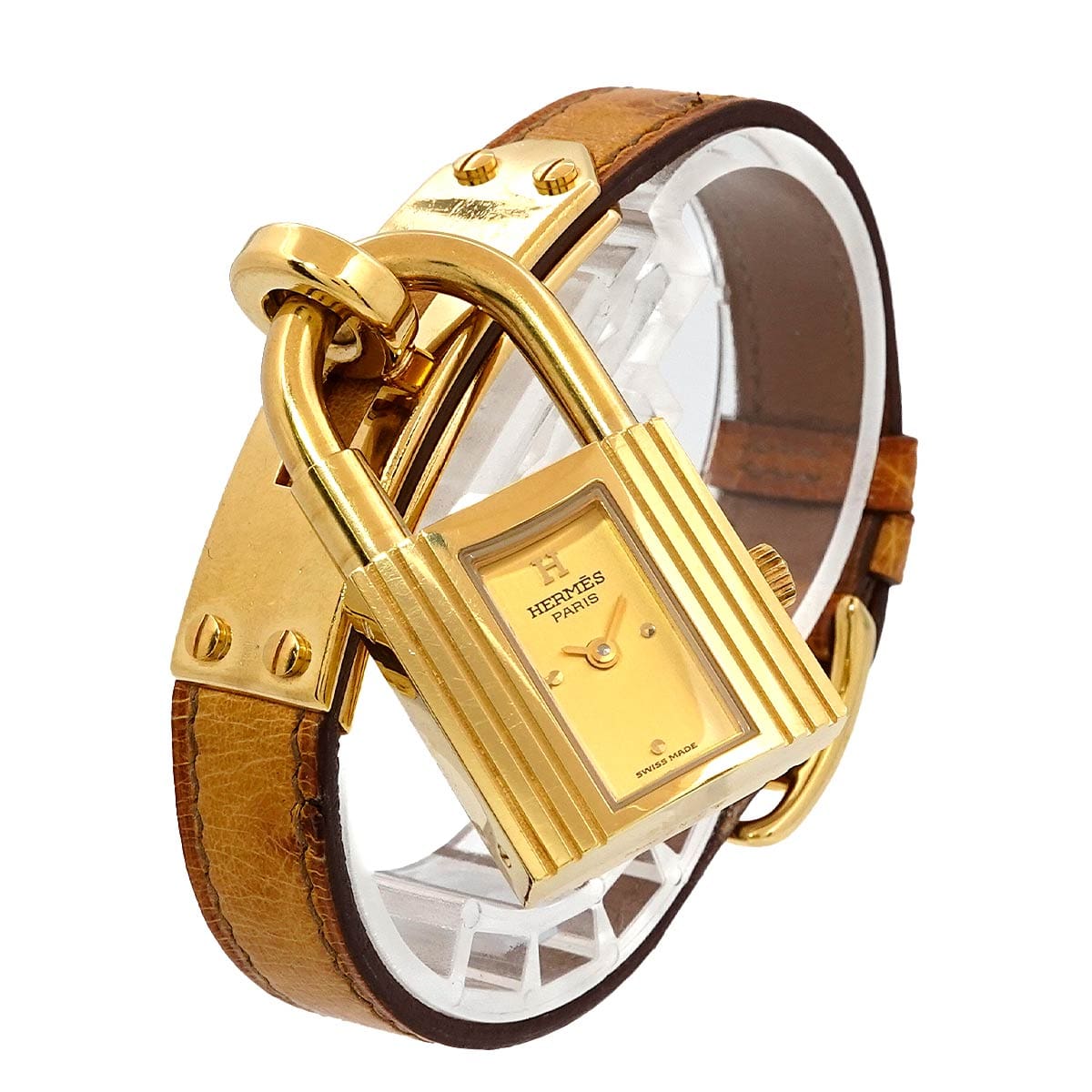 Luxury Promise Japan HERMES Kelly Watch Vintage Ladies Watch Ostrich Gold Quartz Watch Padlock Kelly Watch Hermes 90272291