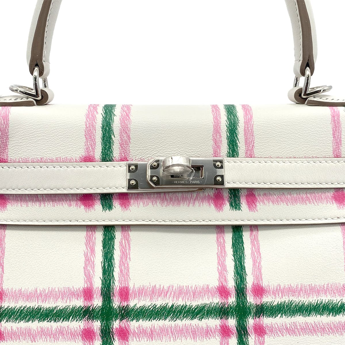 Luxury Promise Japan HERMES KELLY25 RETOURNE TARTAN LIGHT NEW GRIS PERLE VERT MOYEN ROSE BUBBLEGUM SWIFT K 90301644