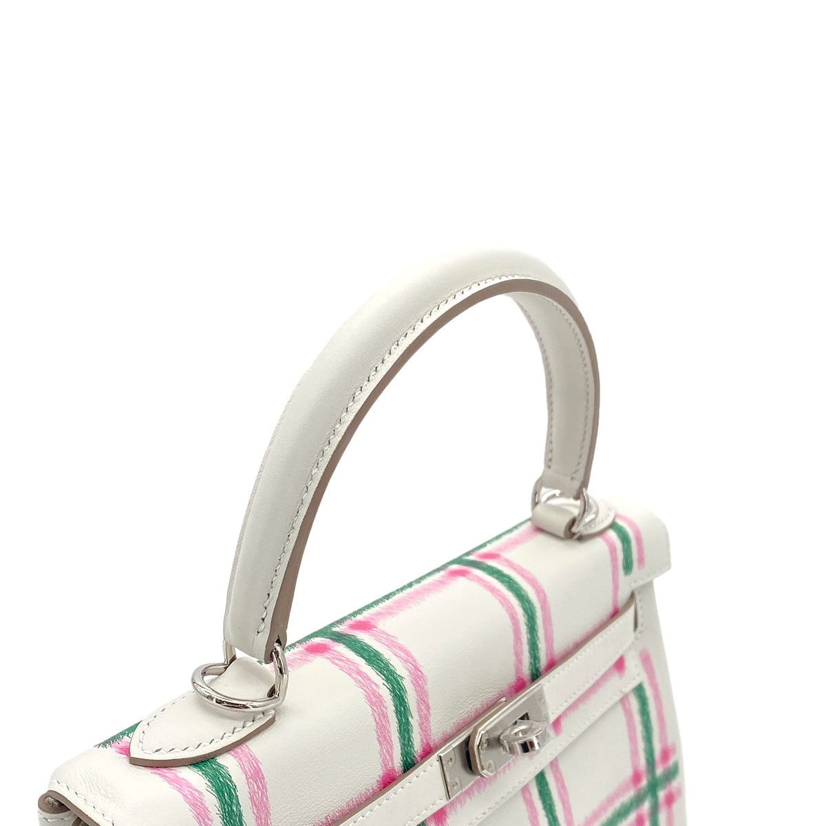 Luxury Promise Japan HERMES KELLY25 RETOURNE TARTAN LIGHT NEW GRIS PERLE VERT MOYEN ROSE BUBBLEGUM SWIFT K 90301644