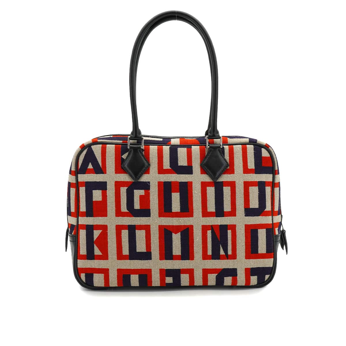 Luxury Promise Japan HERMES LETTRES AU CARRE PLUME 28 BLACK CAPUCINE BLUE INDIGO TOILE DE CAMP VEAU SWIFT HAND BAG 2018 C STAMP PALLADIUM HARDWARE 90340176