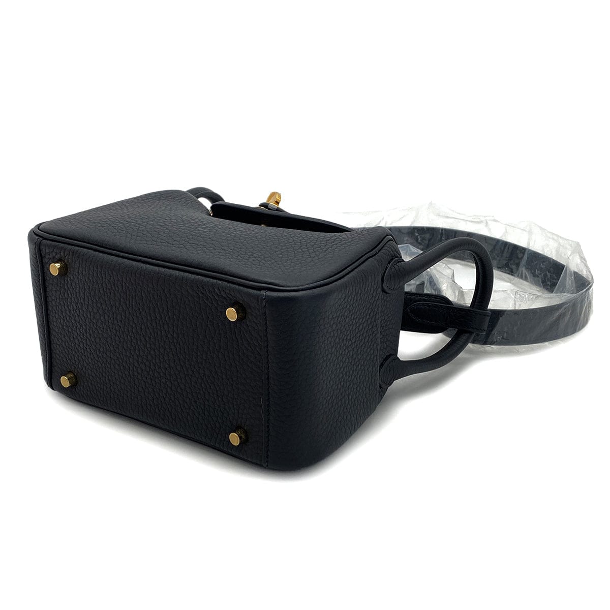 Luxury Promise Japan HERMES LINDY MINI BLACK TAURILLON CLEMENCE SHOULDER BAG 2025 K STAMP GOLD HARDWARE 90327289