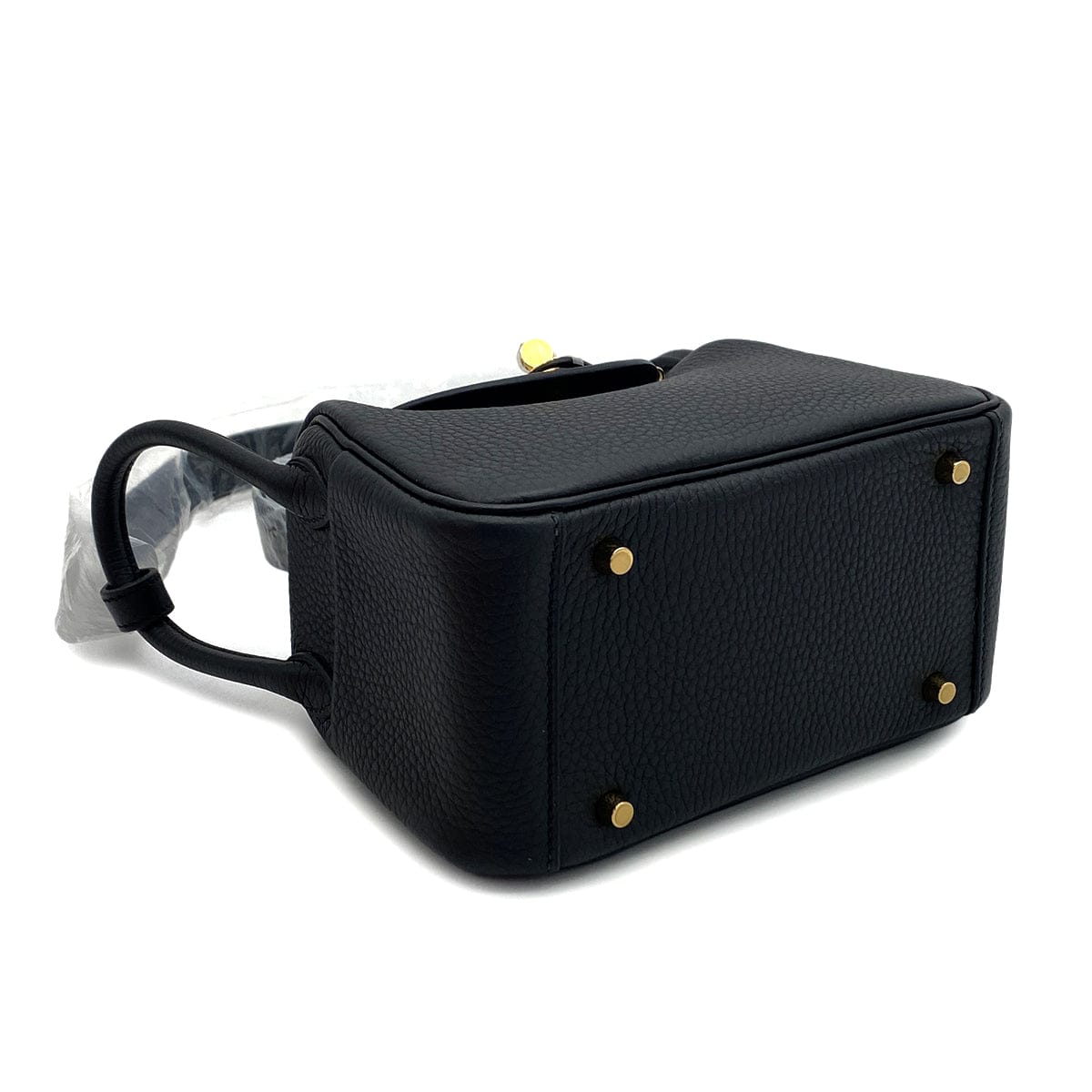 Luxury Promise Japan HERMES LINDY MINI BLACK TAURILLON CLEMENCE SHOULDER BAG 2025 K STAMP GOLD HARDWARE 90327289