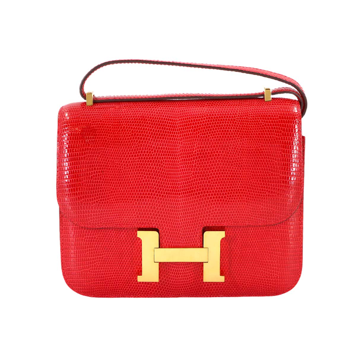 Luxury Promise Japan HERMES Lizard Constance Mini 18 Shoulder Bag, Rouge Exotic, Gold Hardware, Constance Mini 18, Hermes 90312032