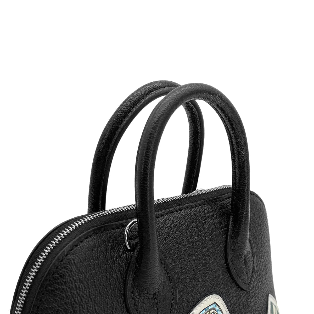 Luxury Promise Japan HERMES MINI BOLIDE 1923 PIQUE COLLE BLACK CHEVRE HAND SHOULDER BAG W PALLADIUM HARDWARE 90310824