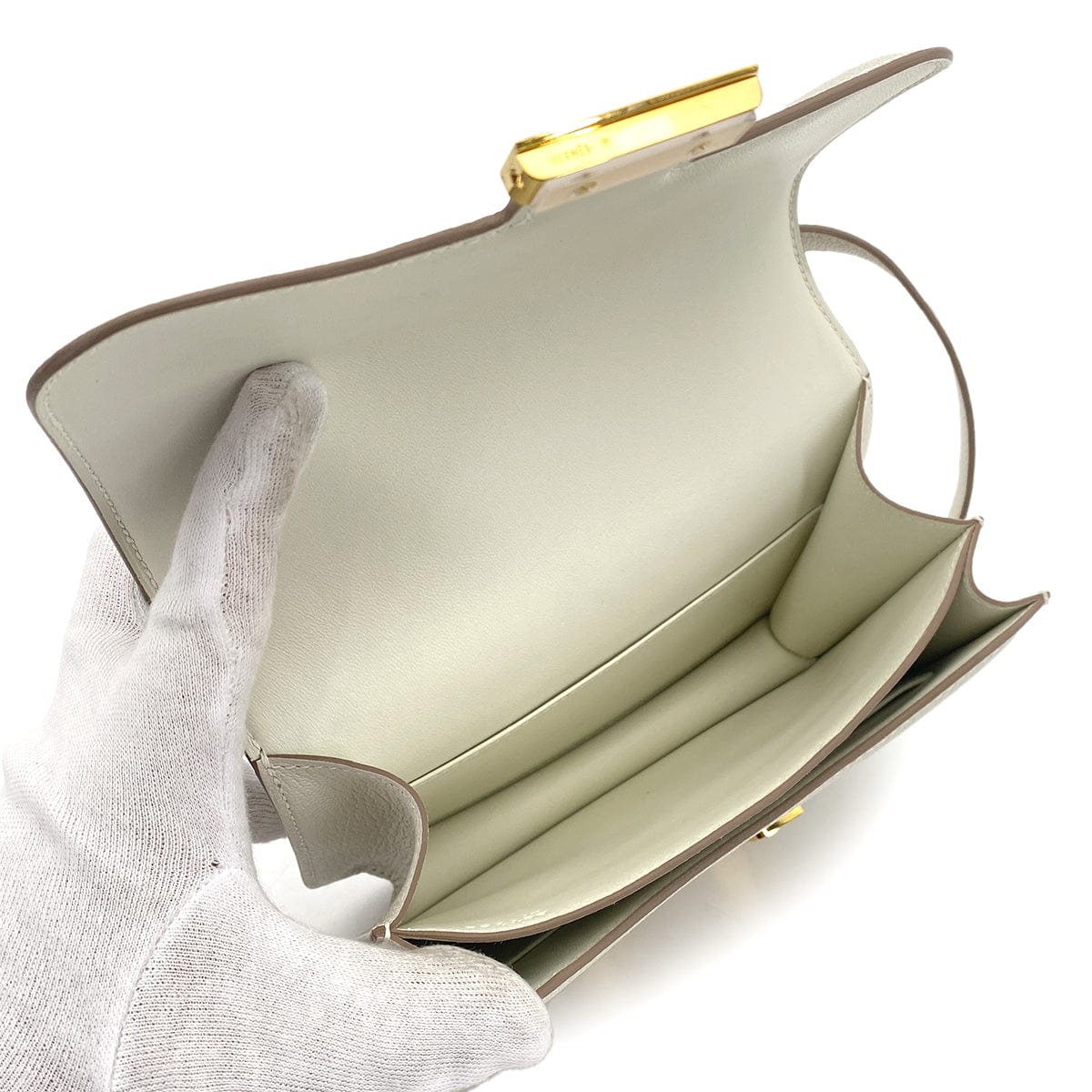 Luxury Promise Japan HERMES MINI CONSTANCE 18 MUSHROOM CHEVRE SHOULDER BAG B GHW 90243210