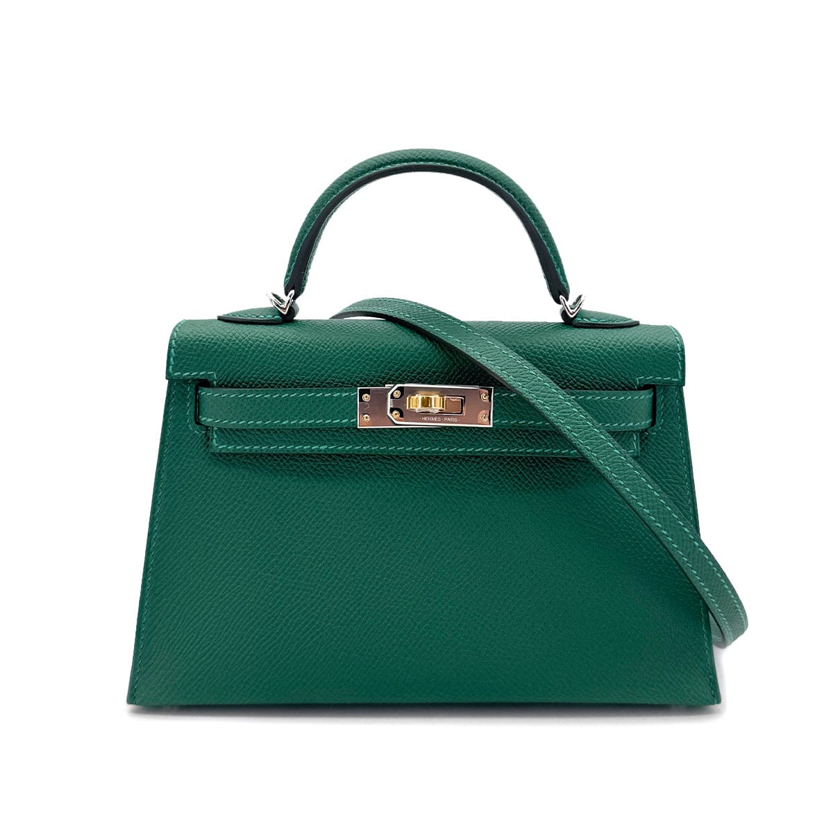Luxury Promise Japan HERMES MINI KELLY 2 VERT VERTIGO VEAU EPSOM HAND SHOULDER BAG W ELECTRUM 90306260