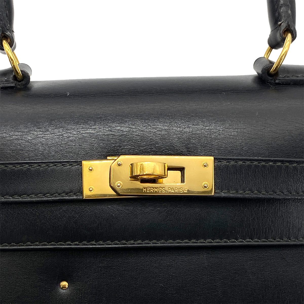 Luxury Promise Japan HERMES MINI KELLY 20 BLACK BOXCALF STUDS HAND SHOULDER BAG 〇X GHW 90259869