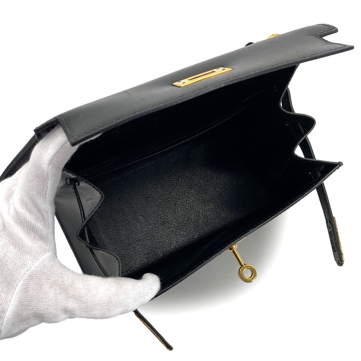 Luxury Promise Japan HERMES MINI KELLY 20 SELLIER BLACK BOX CALF SHOULDER BAG 1987 CIRCLE Q GOLD HARDWARE 90311979