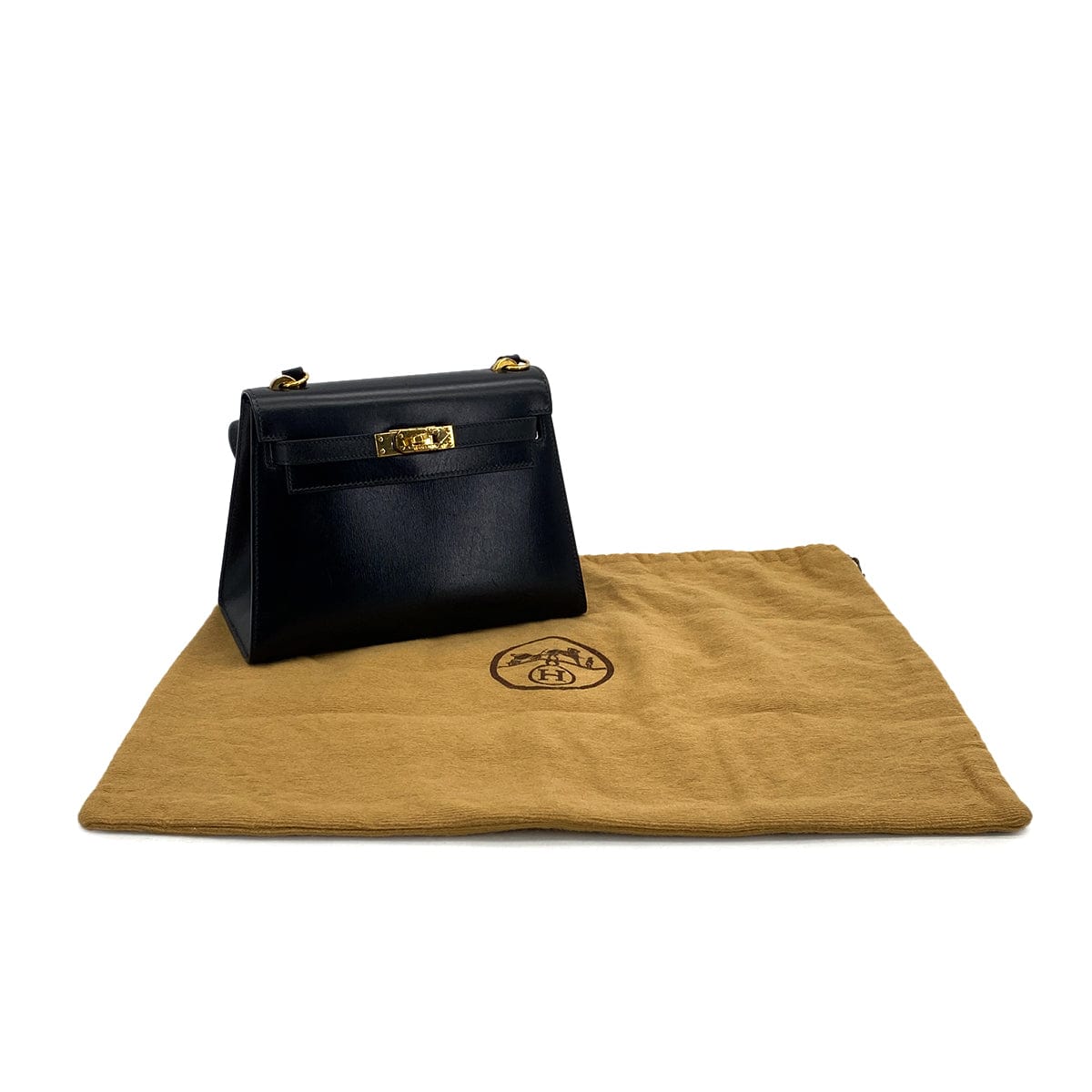 Luxury Promise Japan HERMES MINI KELLY 20 SELLIER BLACK BOX CALF SHOULDER BAG 1987 CIRCLE Q GOLD HARDWARE 90311979