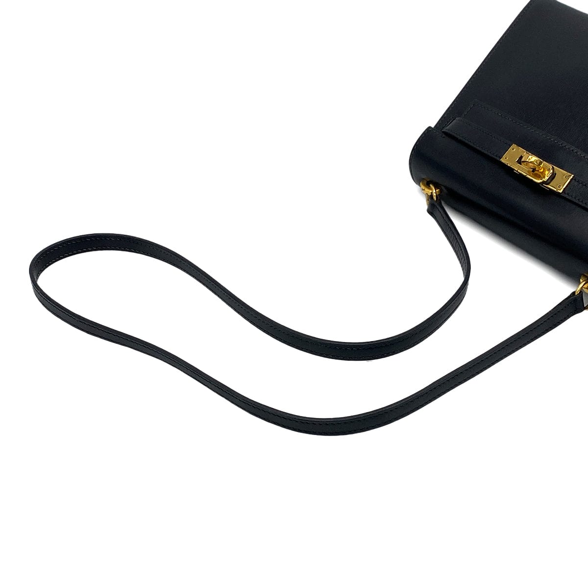 Luxury Promise Japan HERMES MINI KELLY 20 SELLIER BLACK BOX CALF SHOULDER BAG 1987 CIRCLE Q GOLD HARDWARE 90311979