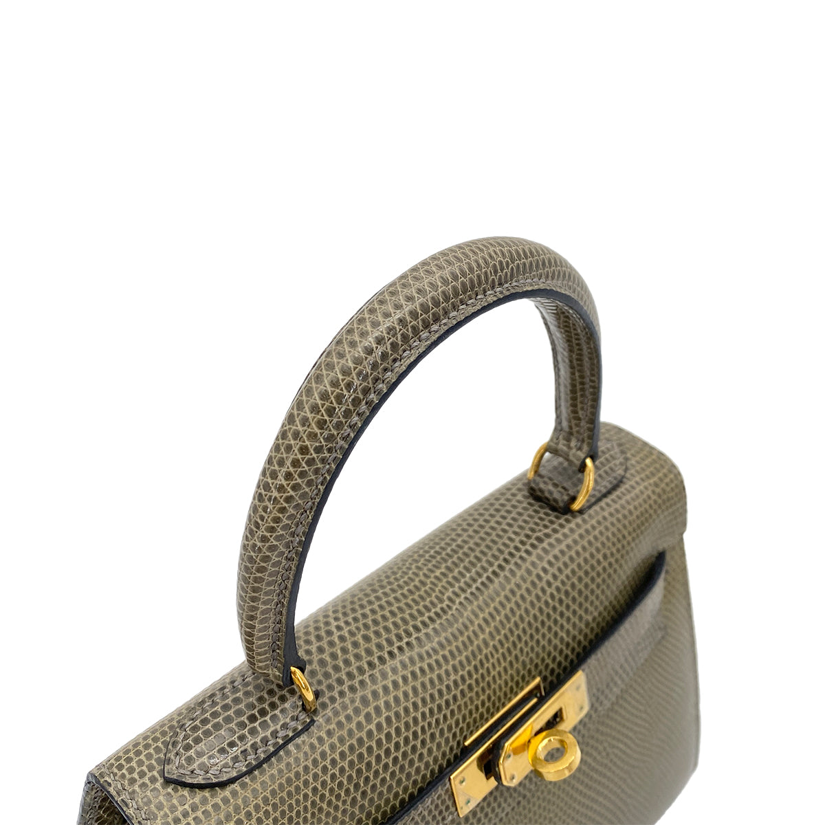 Luxury Promise Japan HERMES MINI KELLY HAND SHOULDER BAG KAHKI TYPE LIZARD □J GHW 90253382