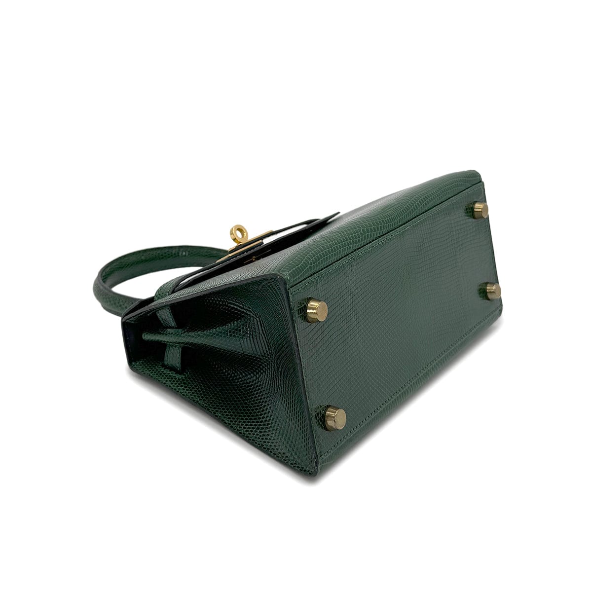 Luxury Promise Japan HERMES MINI KELLY SELLIER GREEN LIZARD HAND SHOULDER BAG 〇T GHW 90273881
