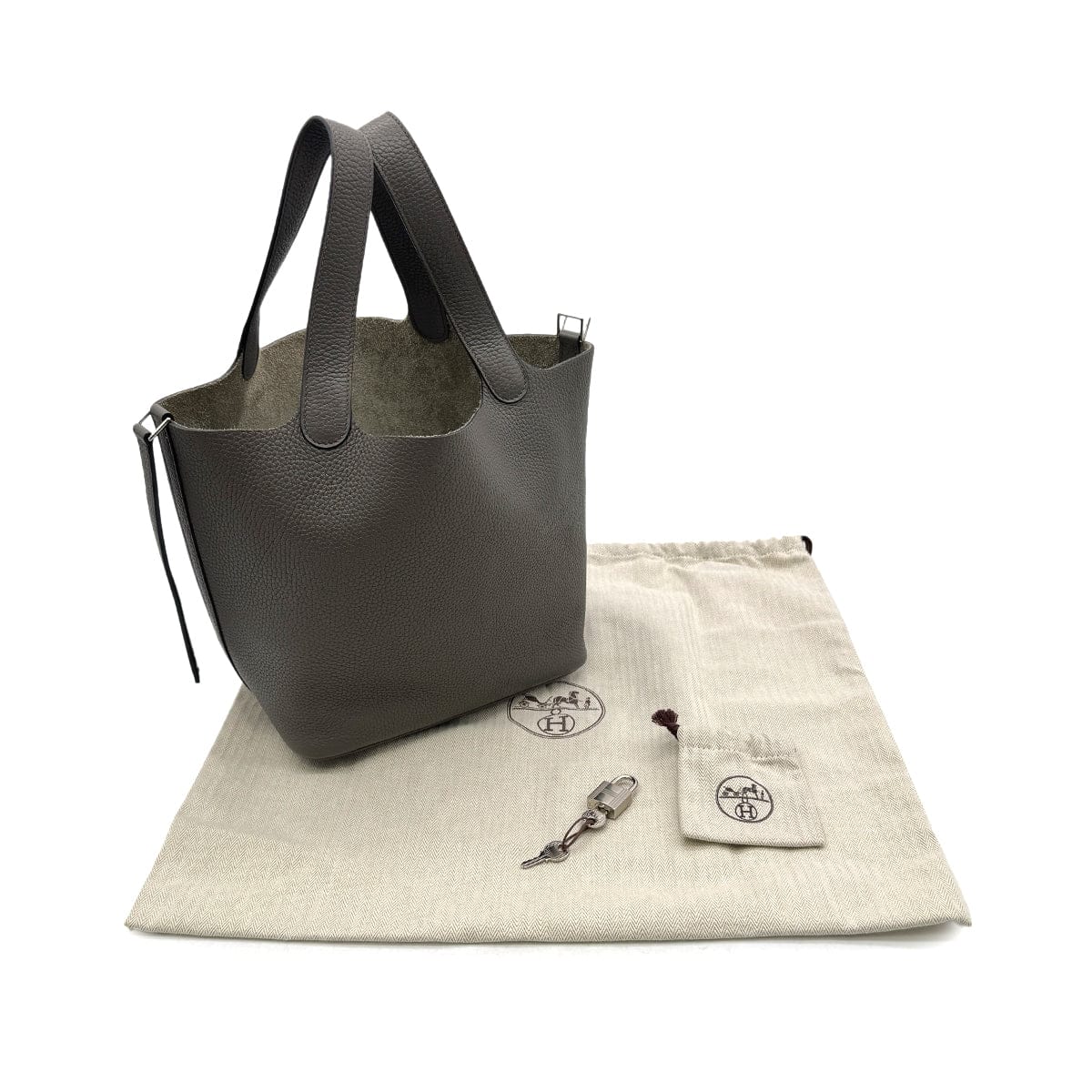 Luxury Promise Japan HERMES PICOTIN LOCK MM GRIS MEYER TAURILLON CLEMENCE HAND BAG D SHW 90299754