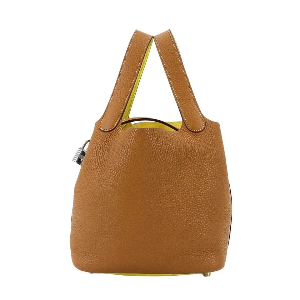 Luxury Promise Japan HERMES Picotin Lock PM Casaque Hand Bag Taurillon Clemence Sesami Lime 90287711