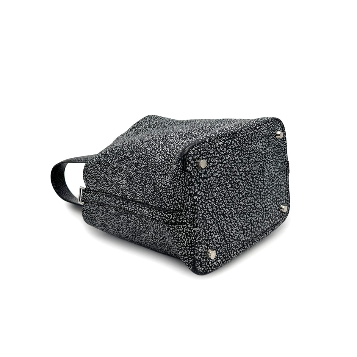 Luxury Promise Japan HERMES PICOTIN PM BLACK DALMATIAN BUFFLE SKIPPER HAND BAG 2003 SQUARE G PALLADIUM HARDWARE 90324284