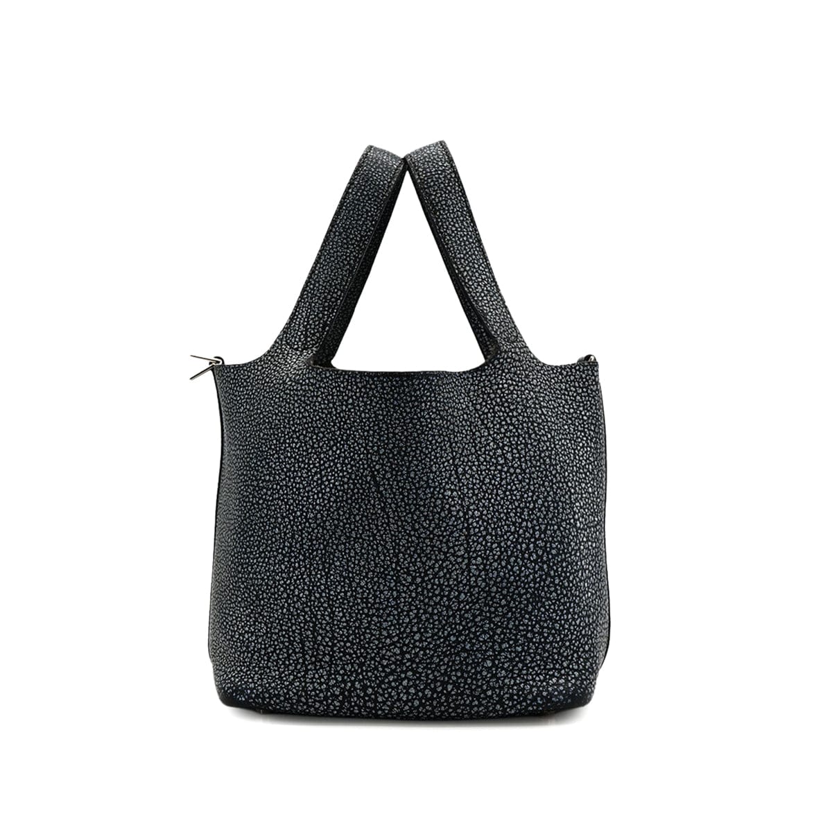 Luxury Promise Japan HERMES PICOTIN PM BLACK DALMATIAN BUFFLE SKIPPER HAND BAG 2003 SQUARE G PALLADIUM HARDWARE 90324284