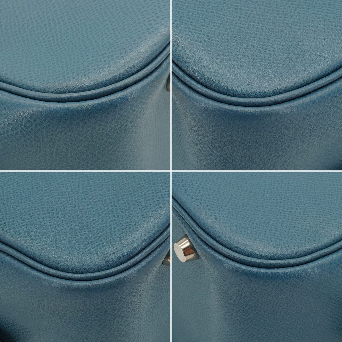 Luxury Promise Japan HERMES PLUME 28 BLUE JEAN VEAU EPSOM HAND BAG 2005 SQUARE I PALLADIUM HARDWARE 90335146