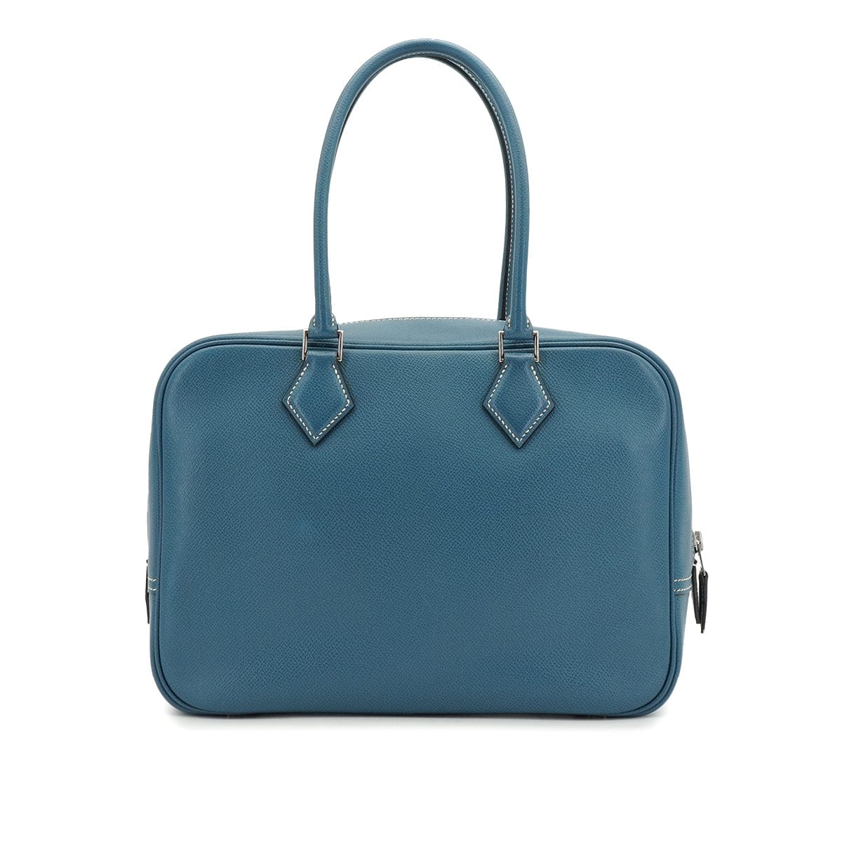 Luxury Promise Japan HERMES PLUME 28 BLUE JEAN VEAU EPSOM HAND BAG 2005 SQUARE I PALLADIUM HARDWARE 90335146