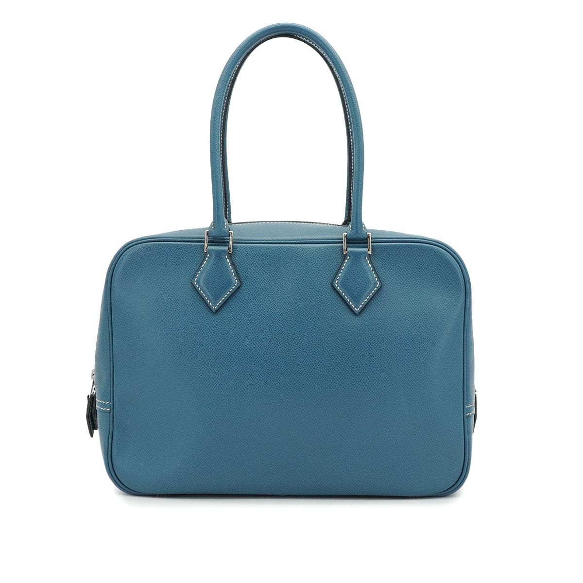 Luxury Promise Japan HERMES PLUME 28 BLUE JEAN VEAU EPSOM HAND BAG 2005 SQUARE I PALLADIUM HARDWARE 90335146