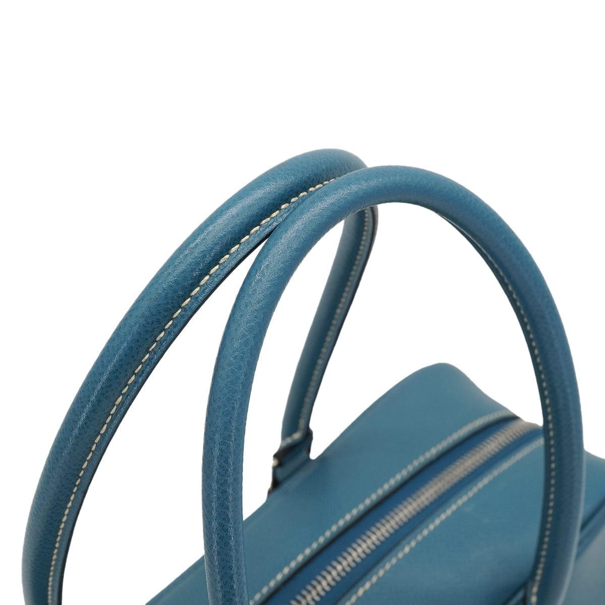 Luxury Promise Japan HERMES PLUME 28 BLUE JEAN VEAU EPSOM HAND BAG 2005 SQUARE I PALLADIUM HARDWARE 90335146