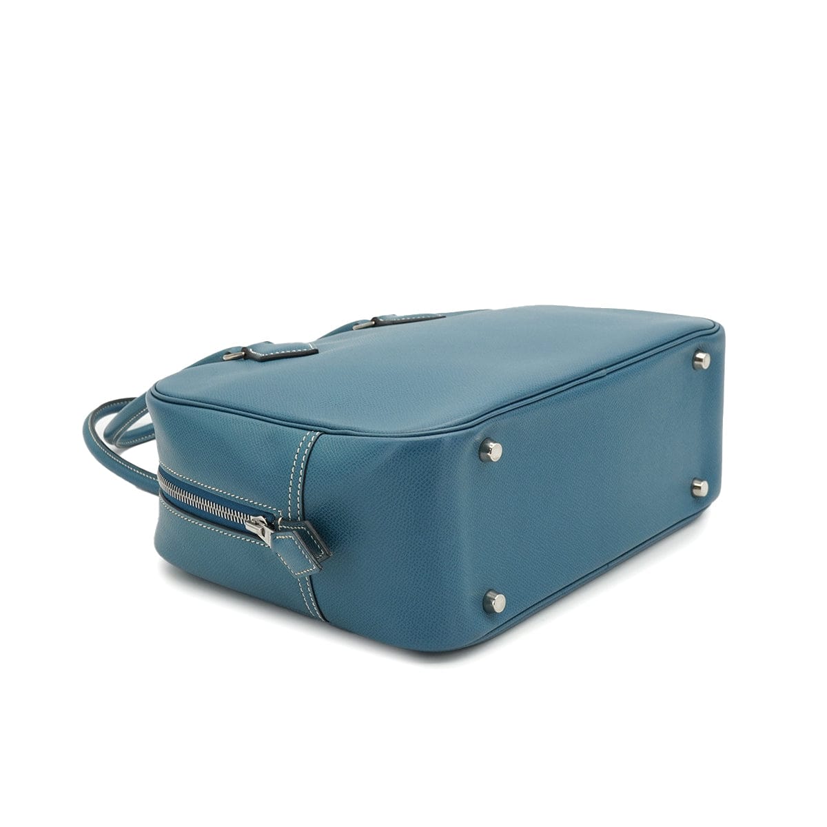 Luxury Promise Japan HERMES PLUME 28 BLUE JEAN VEAU EPSOM HAND BAG 2005 SQUARE I PALLADIUM HARDWARE 90335146