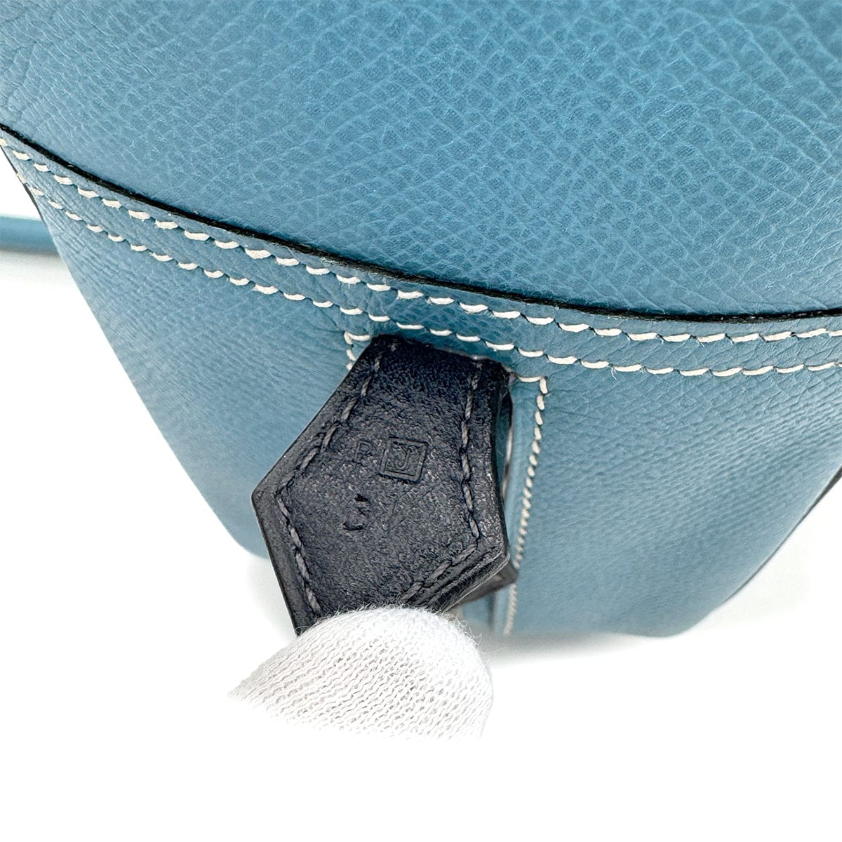 Luxury Promise Japan HERMES PLUME 28 BLUE JEAN VEAU EPSOM HAND BAG 2006 SQUARE J PALLADIUM HARDWARE 90322288
