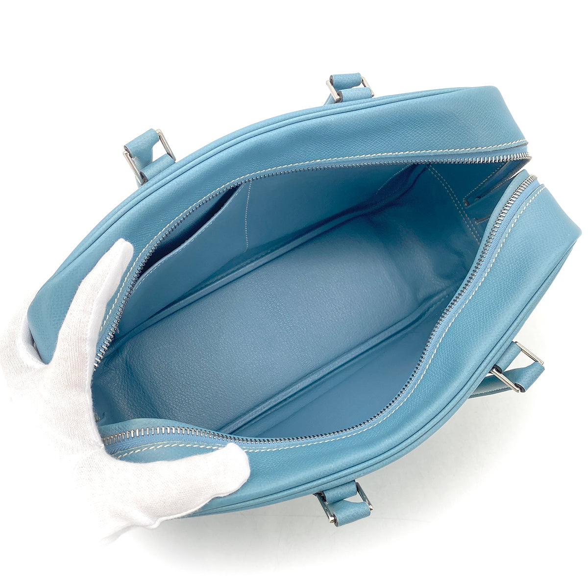 Luxury Promise Japan HERMES PLUME 28 BLUE JEAN VEAU EPSOM HAND BAG □I SHW 90303074