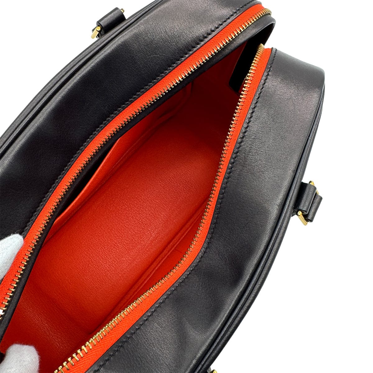 Luxury Promise Japan HERMES PLUME 28 VERSO BLACK ORANGE POPPY EVERCOLOR HAND BAG X GHW 90307020