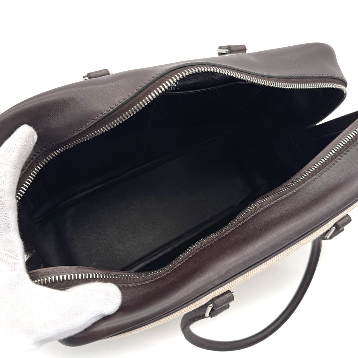 Luxury Promise Japan HERMES PLUME 32 CHOCOLAT TOILET H VEAU SWIFT HAND BAG 2002 SQUARE F PALLADIUM  HARDWARE 90318614