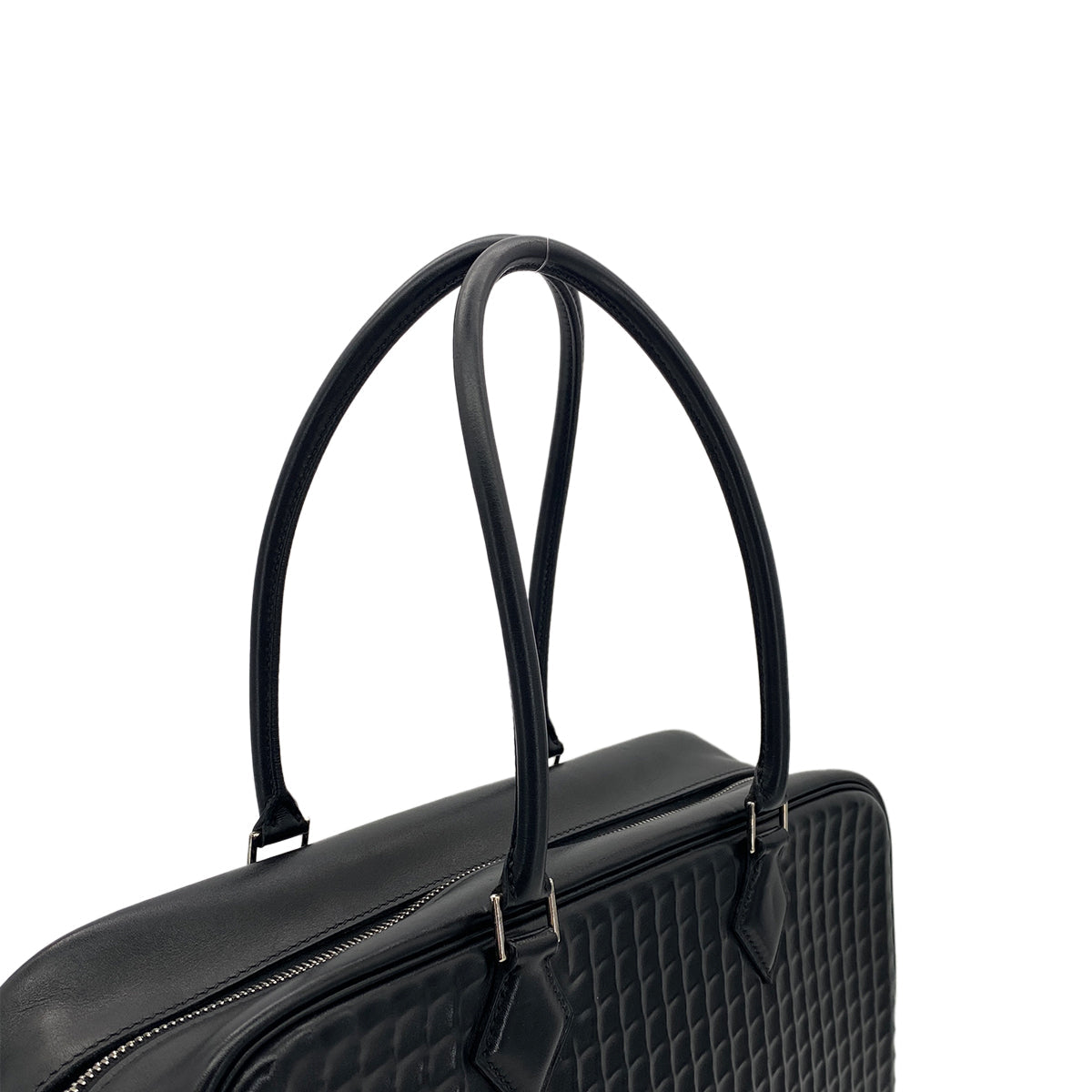 Luxury Promise Japan HERMES PLUME 32 HAND BAG WAFFLE DEUTCH BLACK □G SHW 90301694