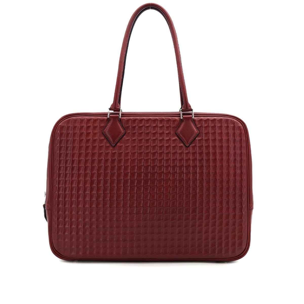 Luxury Promise Japan HERMES PLUME 32 HAND BAG WAFFLE DEUTCH ROUGE H □G PALLADIUM HARDWARE 90309732
