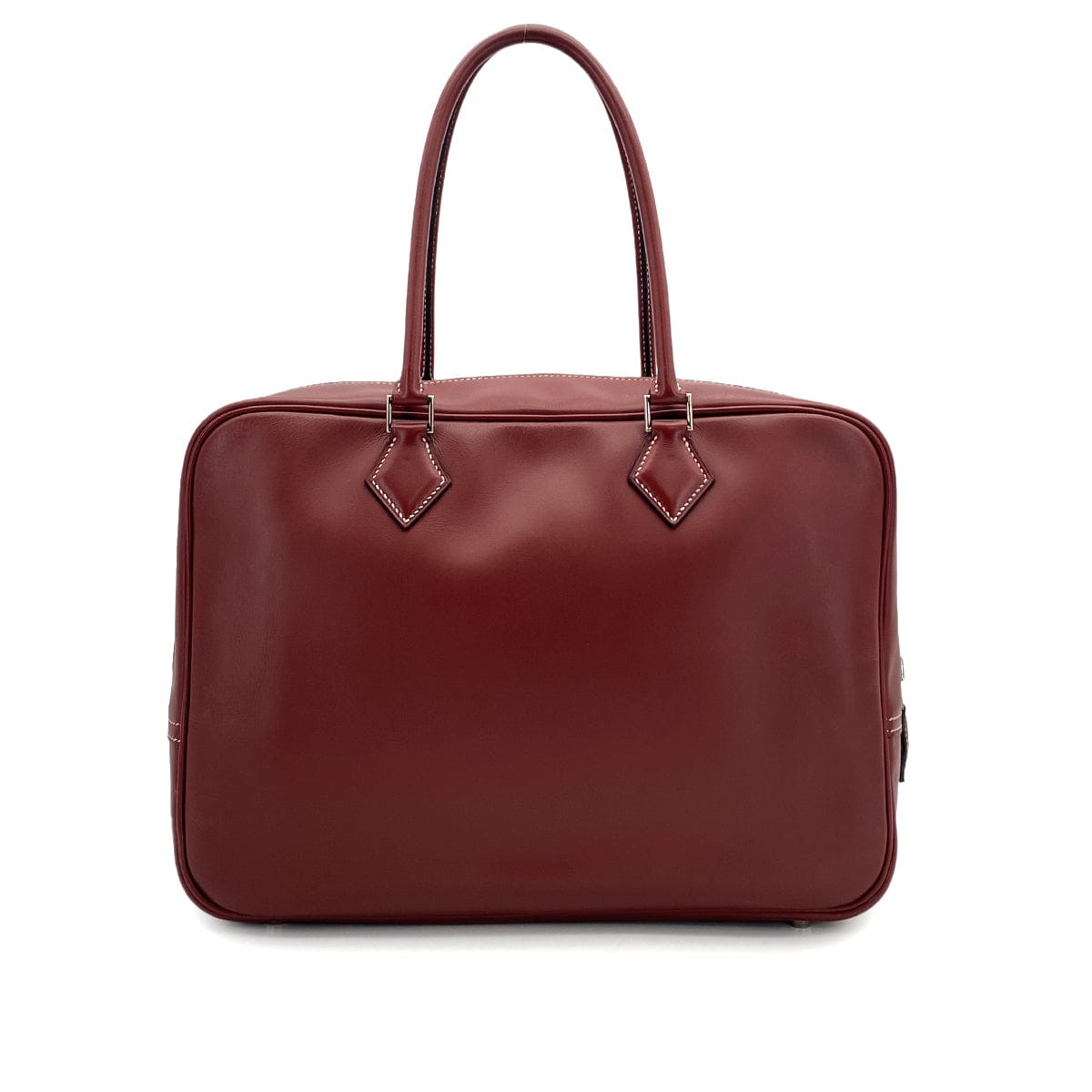 Luxury Promise Japan HERMES PLUME 32 ROUGE H BOXCALF HAND BAG 2001 SQUARE E PALLADIUM HARDWARE 90324807